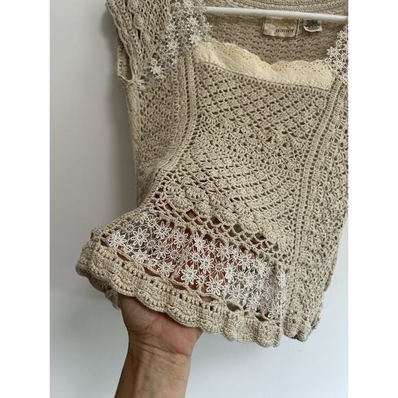 Guinevere Crocheted Top SM Coquette Cottagecore BoHo Hippie Festival Sheer Cap - Picture 2 of 7